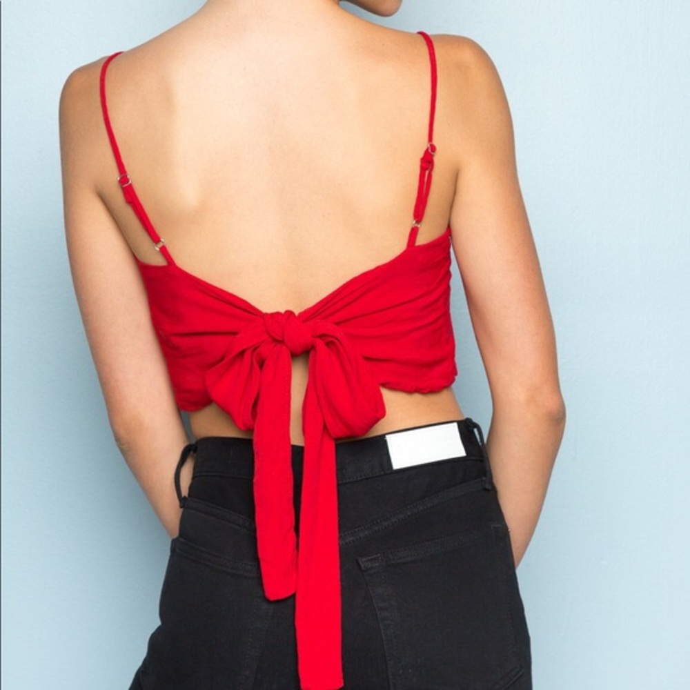 Brandy Melville Kimberly Silky Top Red - Picture 3 of 4